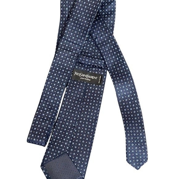 Yves Saint Laurent YSL pour homme 100% silk tie Blue NIB - Picture 2 of 12